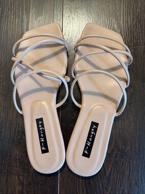 Nude Strappy Slide Sandals